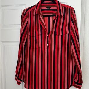 Ann Taylor Red and Black Blouse Elegant Top